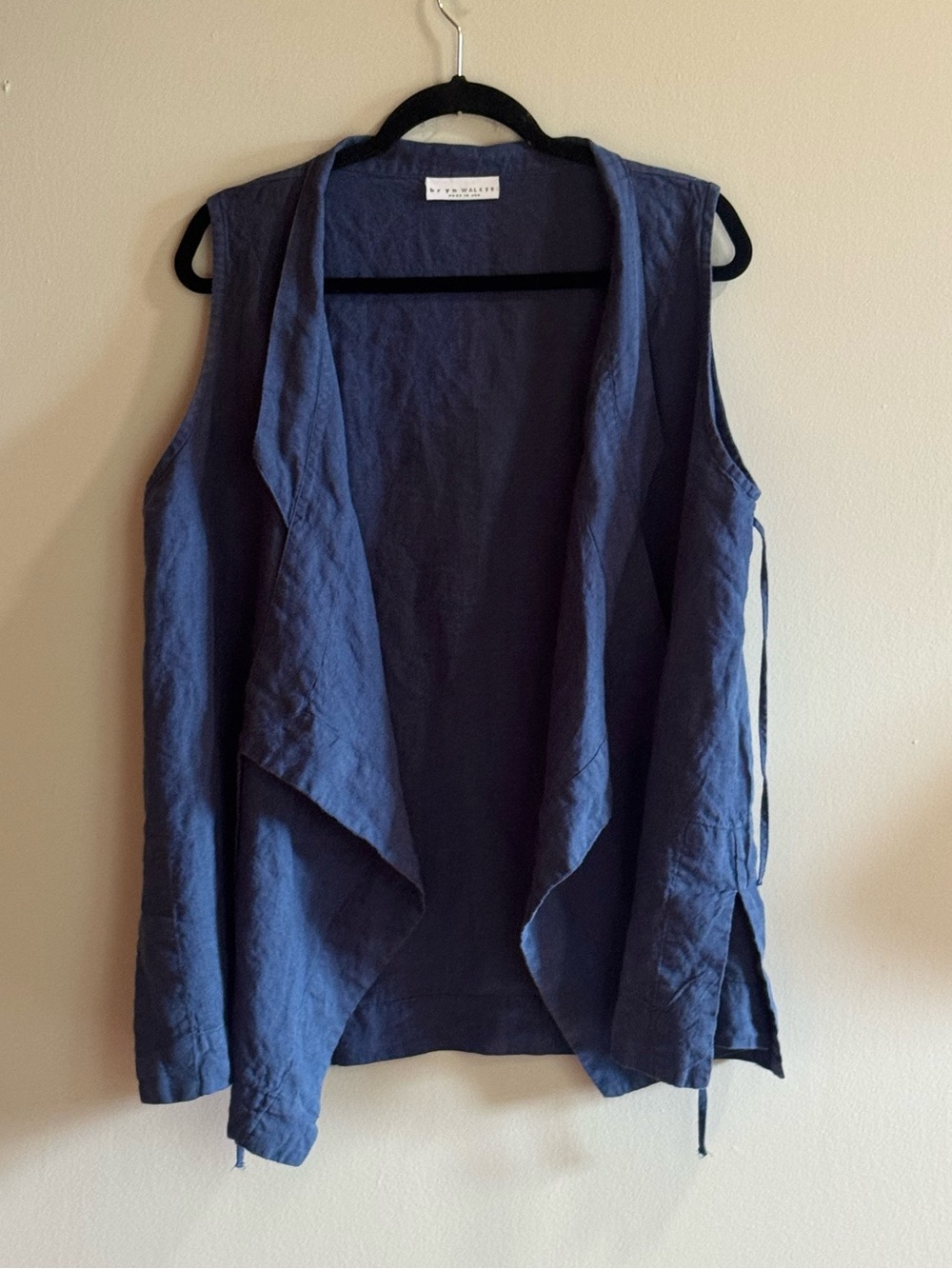 Bryn Walker 100% Linen Wrap Tunic Vest Blue Made in USA XL 1X - Picture 2 of 7